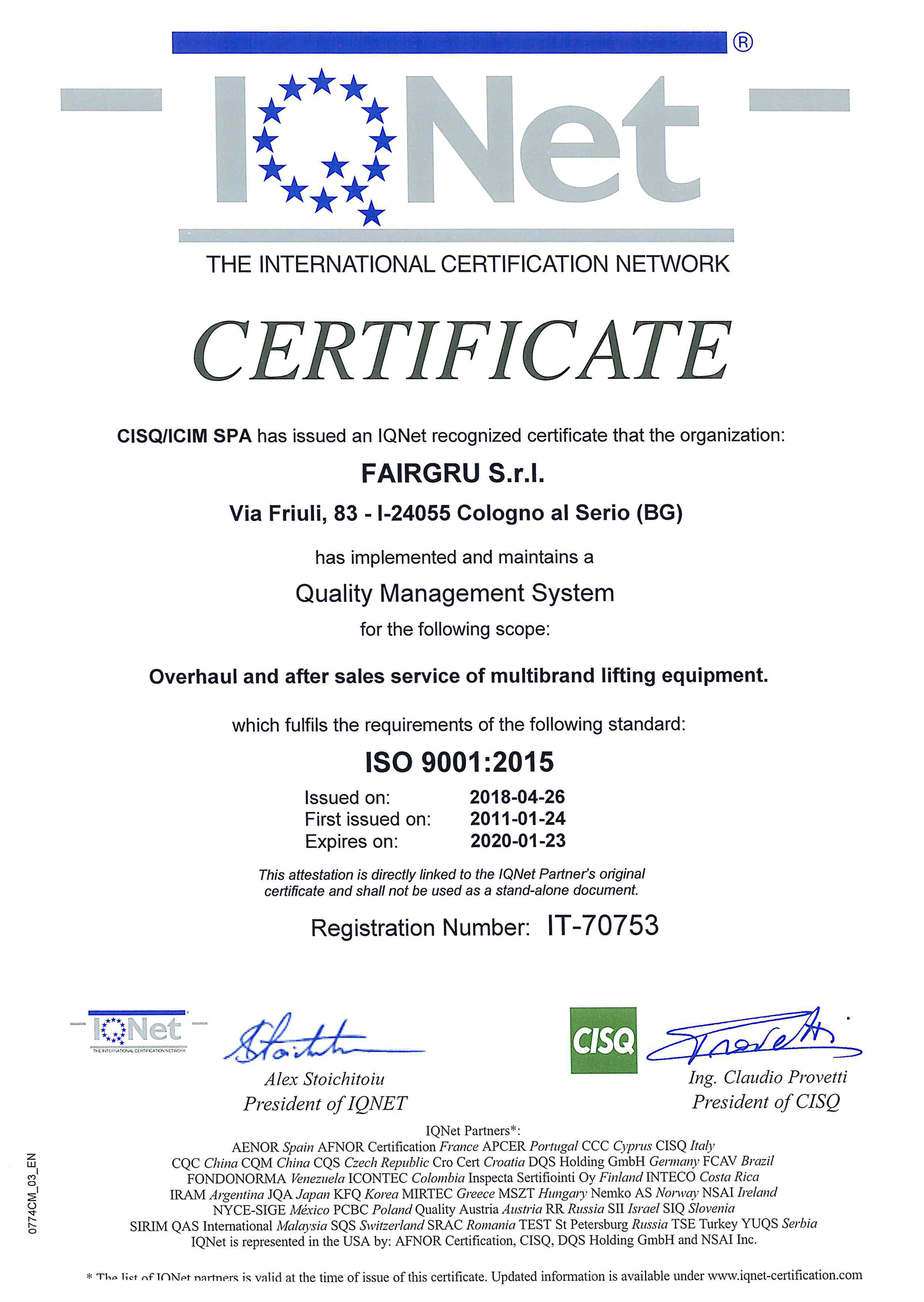 CERTIFICATO ICM -IQNET ISO 9001-2015 FINO 2020-2