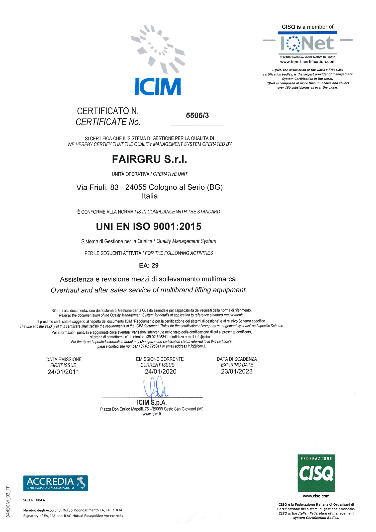 certificazione ICIM